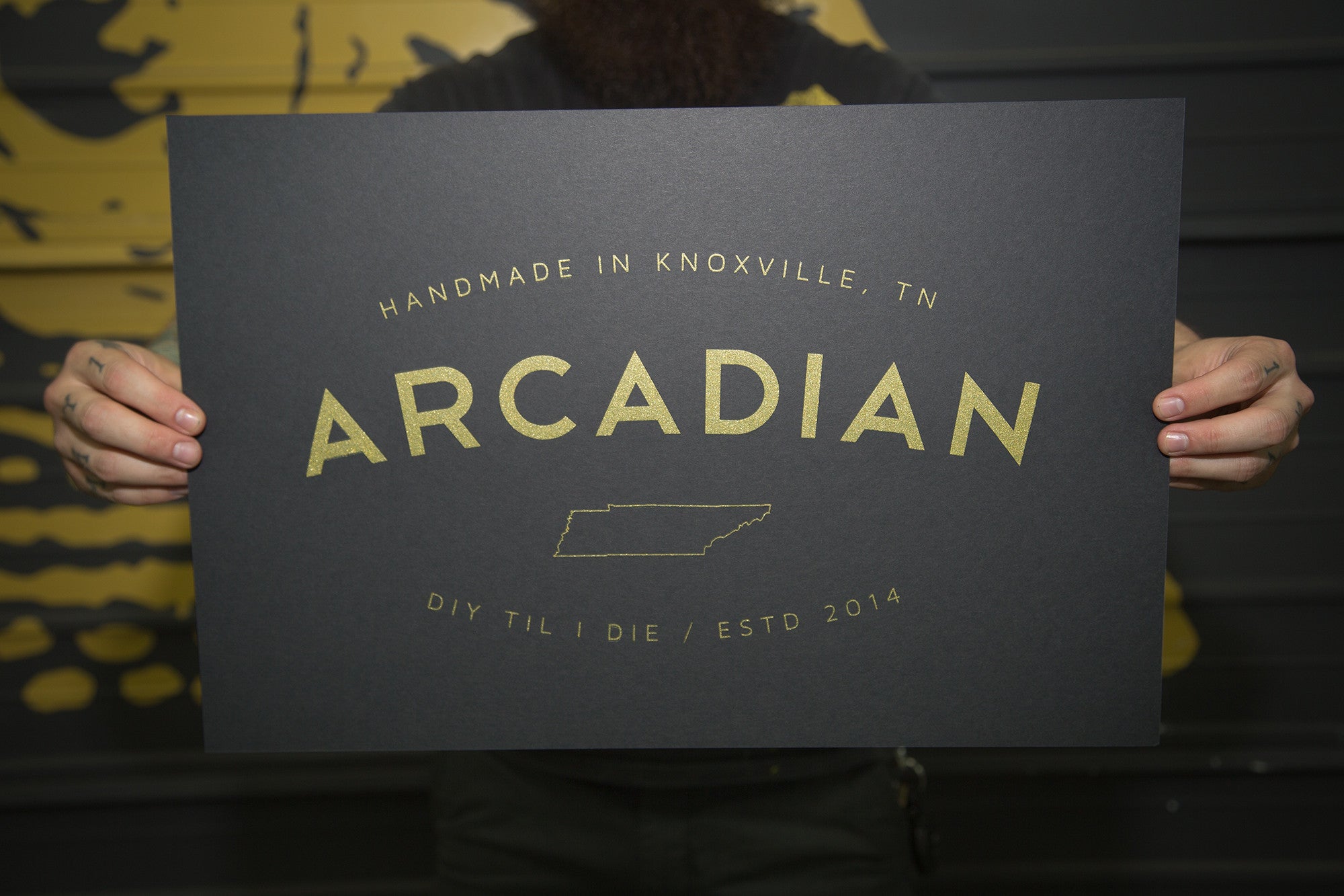 Hand Printed Poster w/ Metallic Gold Ink (Limited) - Arcadian Grooming: Pomade, Beard Care, Men's Grooming Supplies